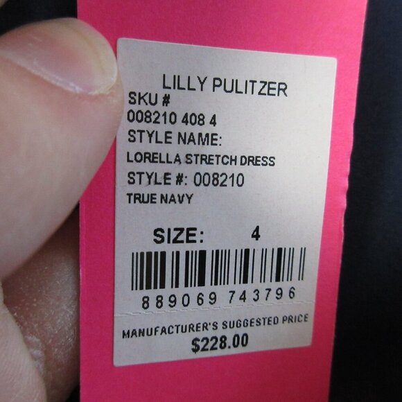 Lily Pulitzer Lorella Stretch Dress 4 Blue Fit & Flare Smocked Waist Party 424 - Picture 5 of 12